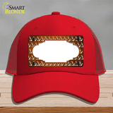 Orange White Anchor Scallop Oil Rubbed Novelty License Plate Hat Mesh / Red