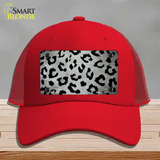 White Black Cheetah Oil Rubbed Novelty License Plate Hat Mesh / Red