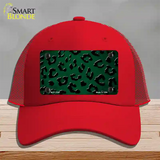 Green Black Cheetah Oil Rubbed Novelty License Plate Hat Mesh / Red