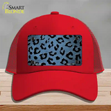 Light Blue Black Cheetah Oil Rubbed Novelty License Plate Hat Mesh / Red