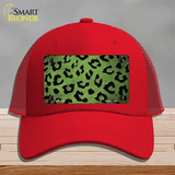 Lime Green Black Cheetah Oil Rubbed Novelty License Plate Hat Mesh / Red