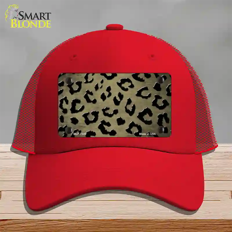 Gold Black Cheetah Oil Rubbed Novelty License Plate Hat Mesh / Red