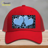 Light Blue Black Cheetah Hearts Oil Rubbed Novelty License Plate Hat Mesh / Red