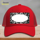 White Black Cheetah Scallop Oil Rubbed Novelty License Plate Hat Mesh / Red