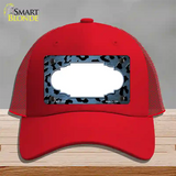 Light Blue Black Cheetah Scallop Oil Rubbed Novelty License Plate Hat Mesh / Red