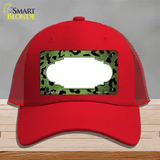 Lime Green Black Cheetah Scallop Oil Rubbed Novelty License Plate Hat Mesh / Red