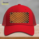 Orange White Small Dots Oil Rubbed Novelty License Plate Hat Mesh / Red