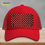 Red White Small Dots Oil Rubbed Novelty License Plate Hat Mesh / Red