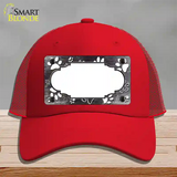 Paw Scallop Black White Novelty License Plate Hat Mesh / Red