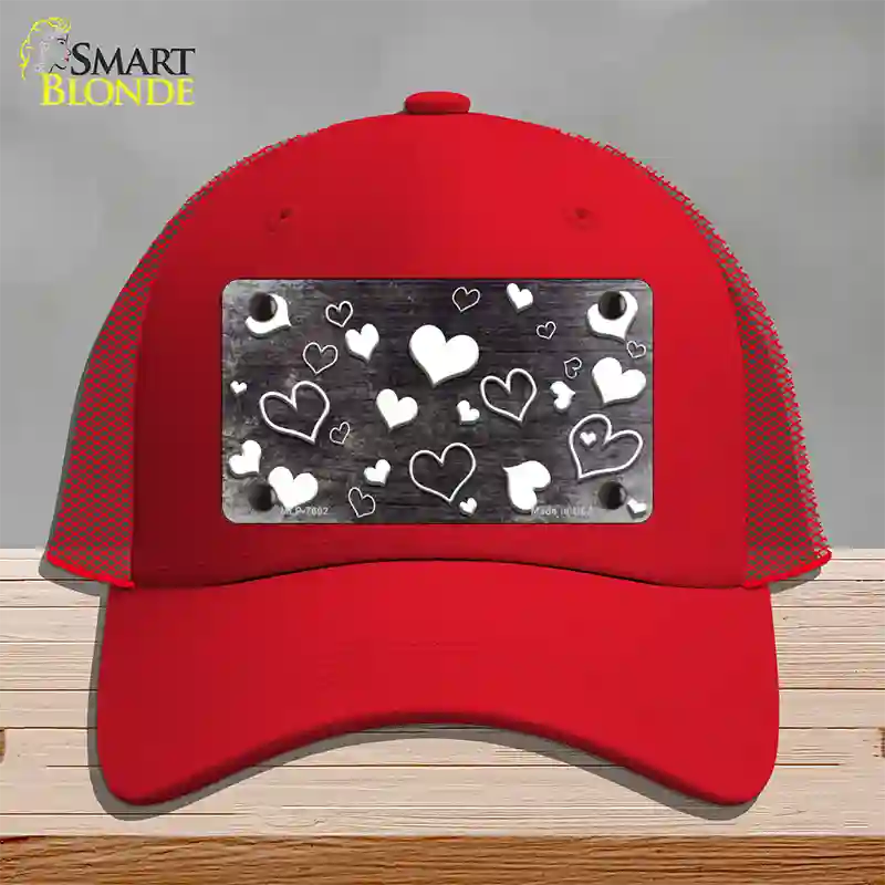 Black White Love Oil Rubbed Novelty License Plate Hat Mesh / Red