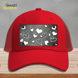 Gray White Love Oil Rubbed Novelty License Plate Hat Mesh / Red