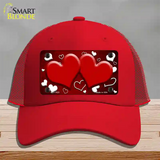 Red White Love Hearts Oil Rubbed Novelty License Plate Hat Mesh / Red