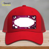 Pink White Love Scallop Oil Rubbed Novelty License Plate Hat Mesh / Red