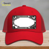 Gray White Love Scallop Oil Rubbed Novelty License Plate Hat Mesh / Red