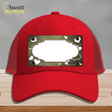 Gold White Love Scallop Oil Rubbed Novelty License Plate Hat Mesh / Red