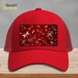 Red White Dragonfly Oil Rubbed Novelty License Plate Hat Mesh / Red