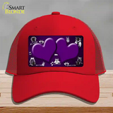 Purple White Owl Hearts Oil Rubbed Novelty License Plate Hat Mesh / Red