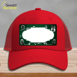 Green White Owl Scallop Oil Rubbed Novelty License Plate Hat Mesh / Red