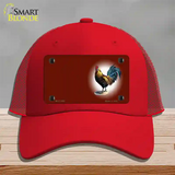 Rooster Offset Red Novelty License Plate Hat Mesh / Red