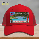 Blank Mahalo Hawaii State Novelty License Plate Hat Mesh / Red