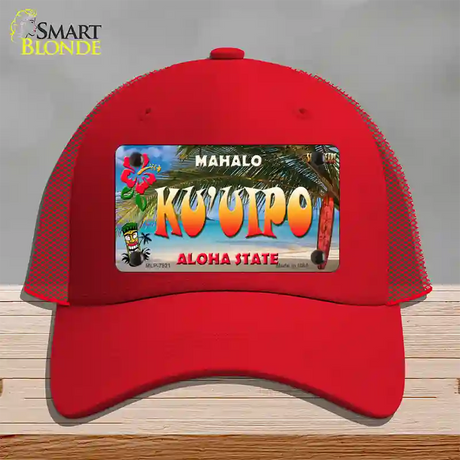 Ku uipo Hawaii State Novelty License Plate Hat Mesh / Red