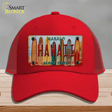 Hawaii Surfboards State Novelty License Plate Hat Mesh / Red