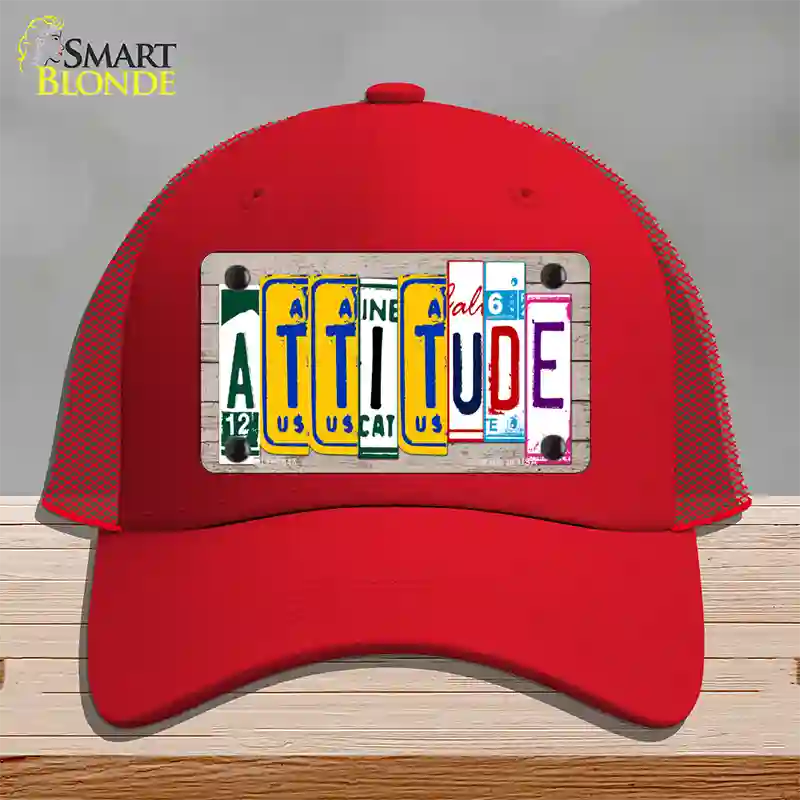 Attitude License Plate Art Wood Novelty License Plate Hat Mesh / Red