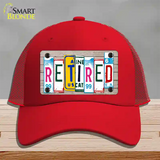 Retired License Plate Art Wood Novelty License Plate Hat Mesh / Red