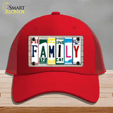 Family License Plate Art Wood Novelty License Plate Hat Mesh / Red