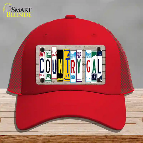 Country Gal Plate Art Novelty License Plate Hat Mesh / Red