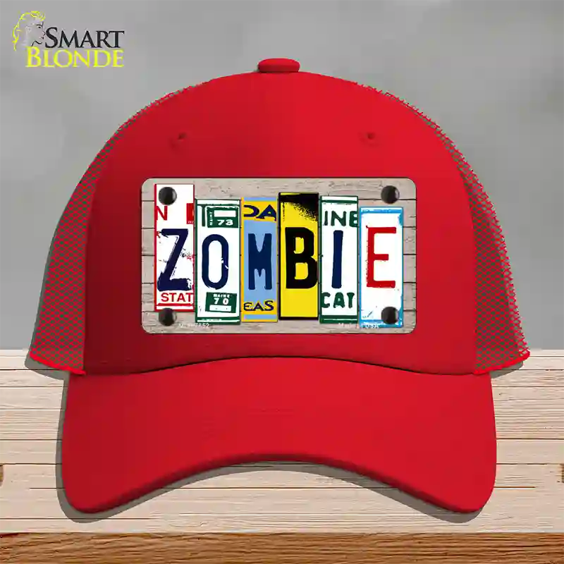 Zombie License Plate Art Wood Novelty License Plate Hat Mesh / Red