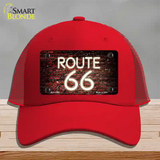 Route 66 Neon Brick Novelty License Plate Hat Mesh / Red