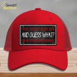 Bitch In My GPS Novelty License Plate Hat Mesh / Red