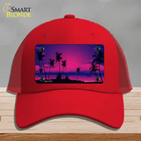 Sunset Pink Novelty License Plate Hat Mesh / Red