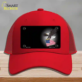 Eagle Flag Offset Novelty License Plate Hat Mesh / Red