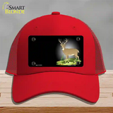 Deer Offset Novelty License Plate Hat Mesh / Red