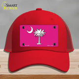 South Carolina Flag Pink Novelty License Plate Hat Mesh / Red