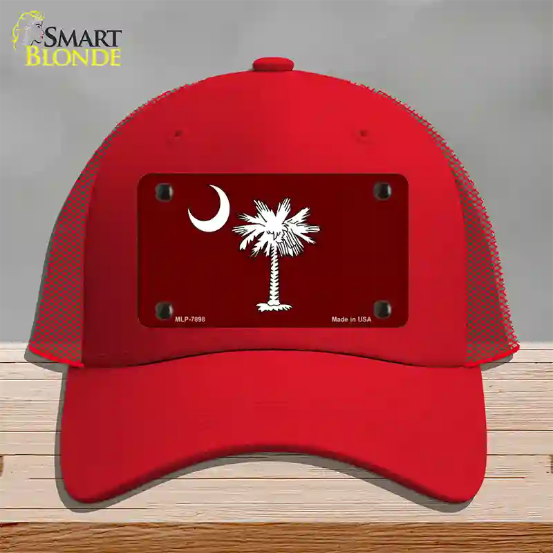 South Carolina Flag Burgundy Novelty License Plate Hat Mesh / Red