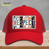 Respect Wood License Plate Art Novelty License Plate Hat Mesh / Red