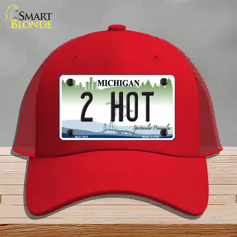 2 Hot Michigan Novelty License Plate Hat Mesh / Red