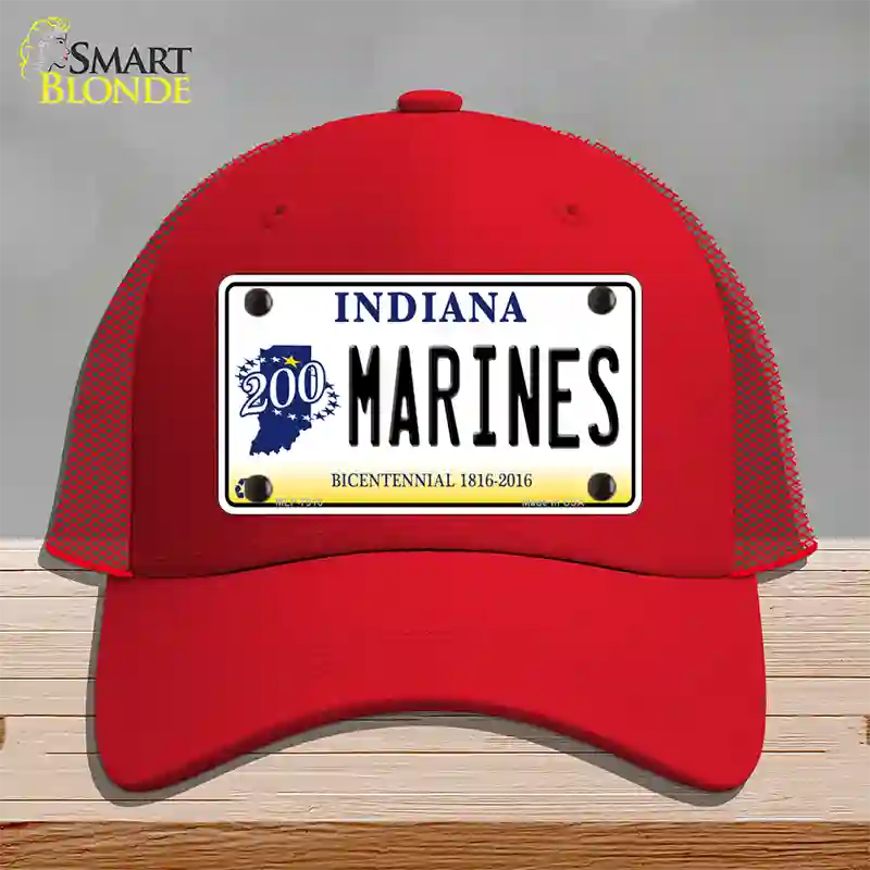 Indiana Marines Novelty License Plate Hat Mesh / Red