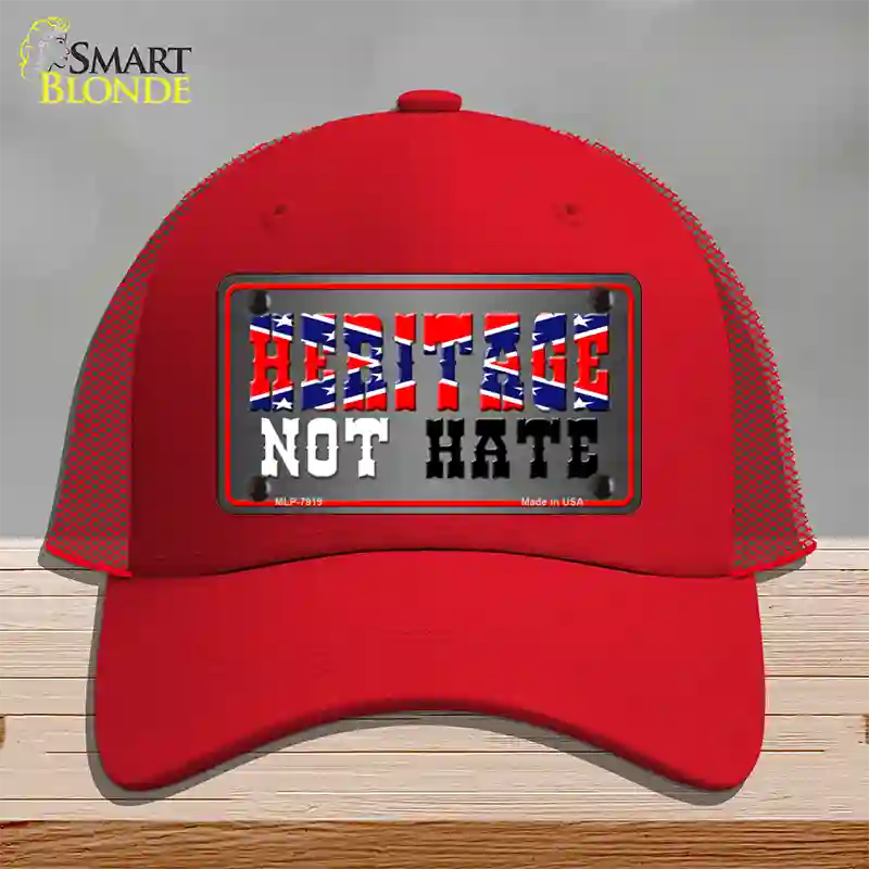 Heritage Not Hate Novelty License Plate Hat Mesh / Red