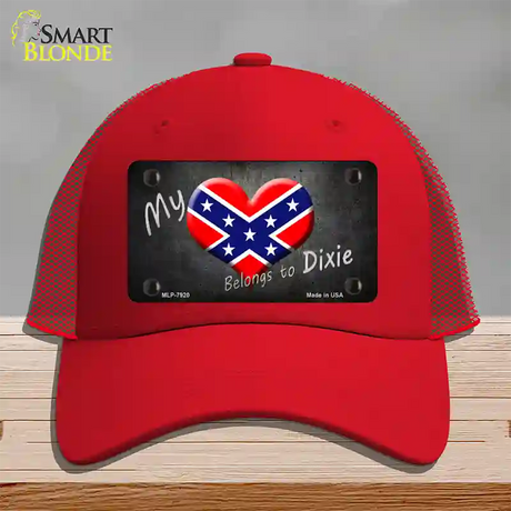 Heart Belongs To Dixie Novelty License Plate Hat Mesh / Red