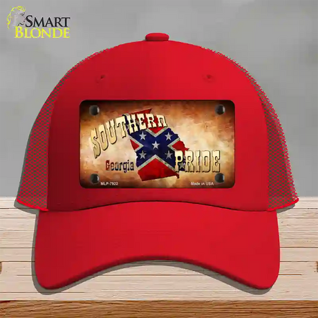 Southern Pride Georgia Novelty License Plate Hat Mesh / Red