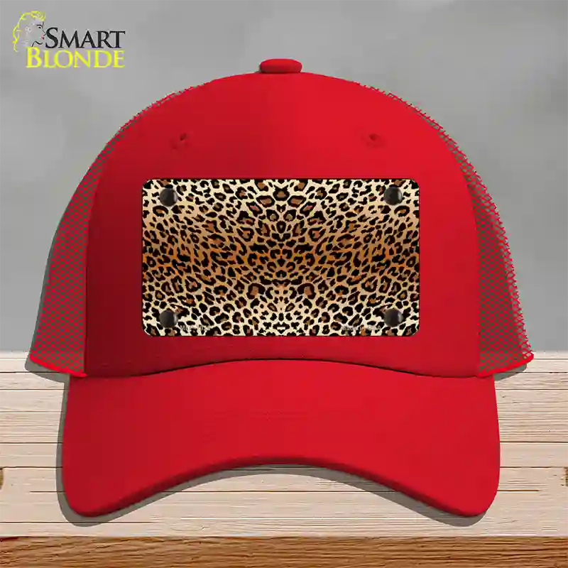 Cheetah Print Novelty License Plate Hat Mesh / Red