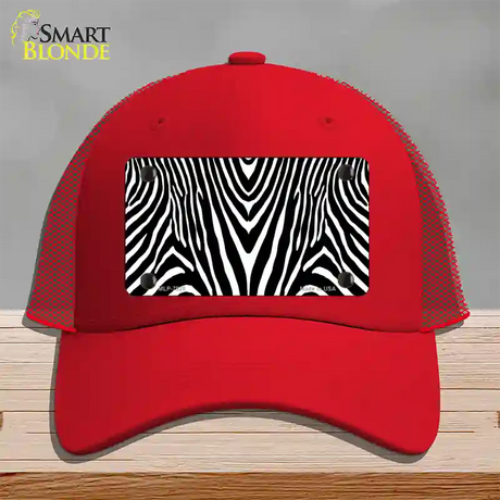 Zebra Print Novelty License Plate Hat Mesh / Red