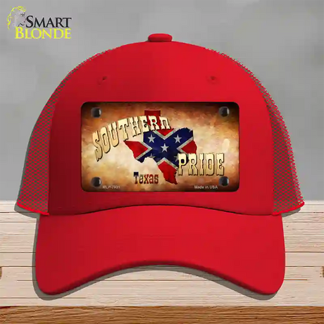 Southern Pride Texas Novelty License Plate Hat Mesh / Red