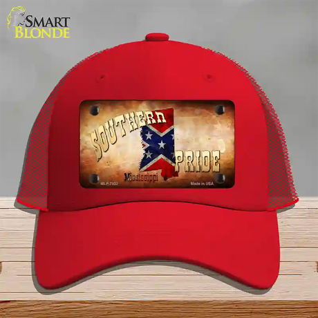 Southern Pride Mississippi Novelty License Plate Hat Mesh / Red