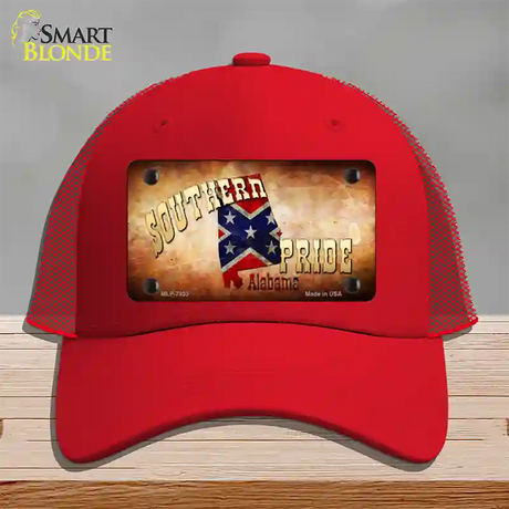 Southern Pride Alabama Novelty License Plate Hat Mesh / Red