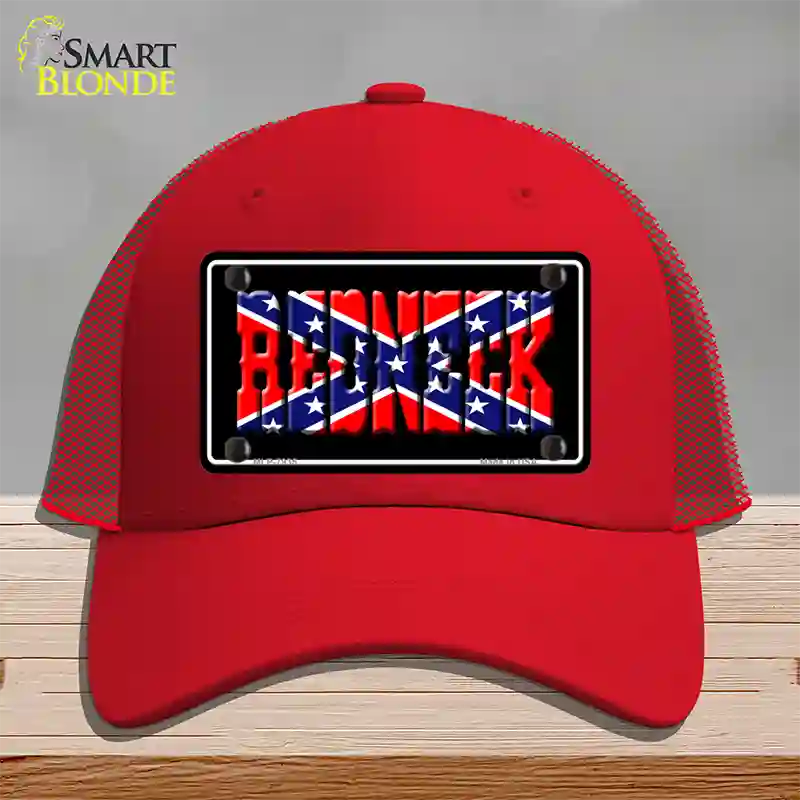 Redneck Confederate Flag Black Novelty License Plate Hat Mesh / Red